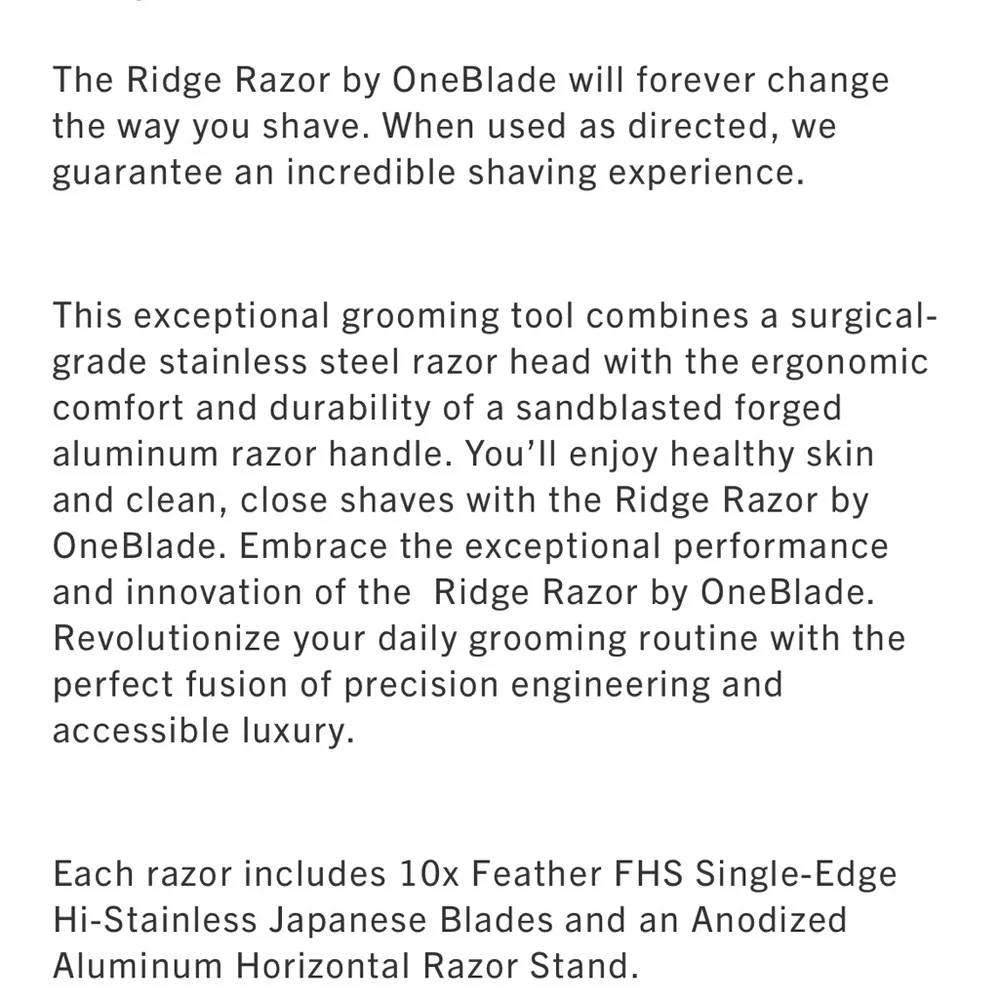 Ridge Razor by OneBlade in Black